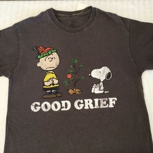 Peanuts Good Grief Charlie Brown Snoopy Christmas Tree Gray Unisex Sz S
